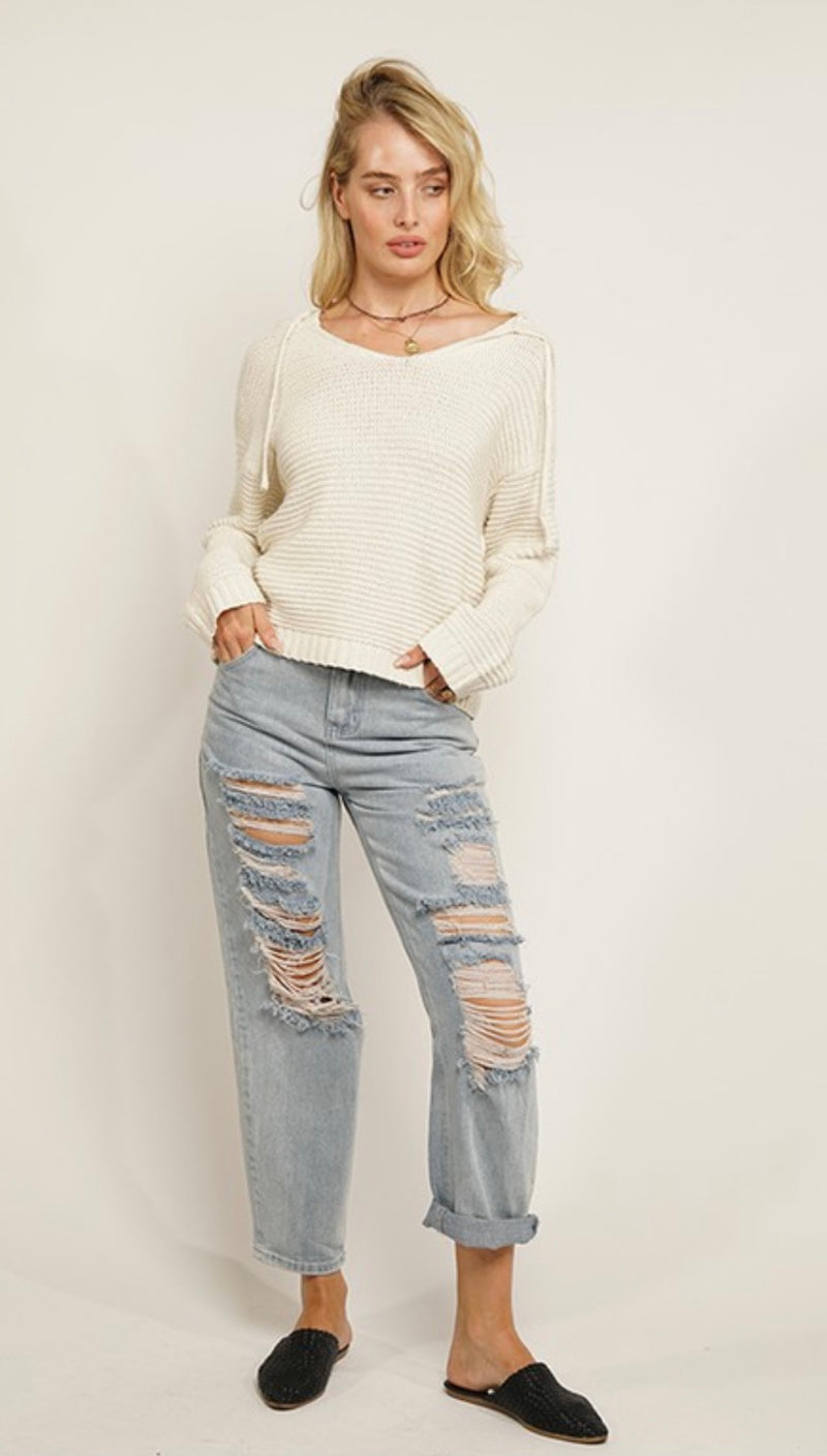 Ivory Hooded Sweater